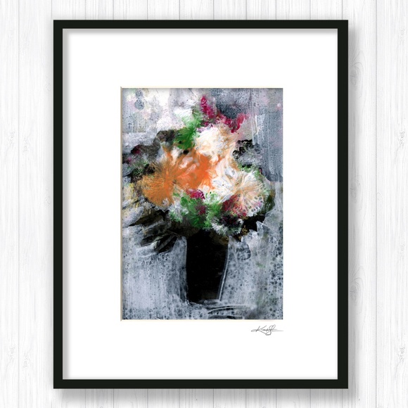 Original Floral Painting in Acid Free Mat - Floral Whimsy 7 - Picture 1 of 6